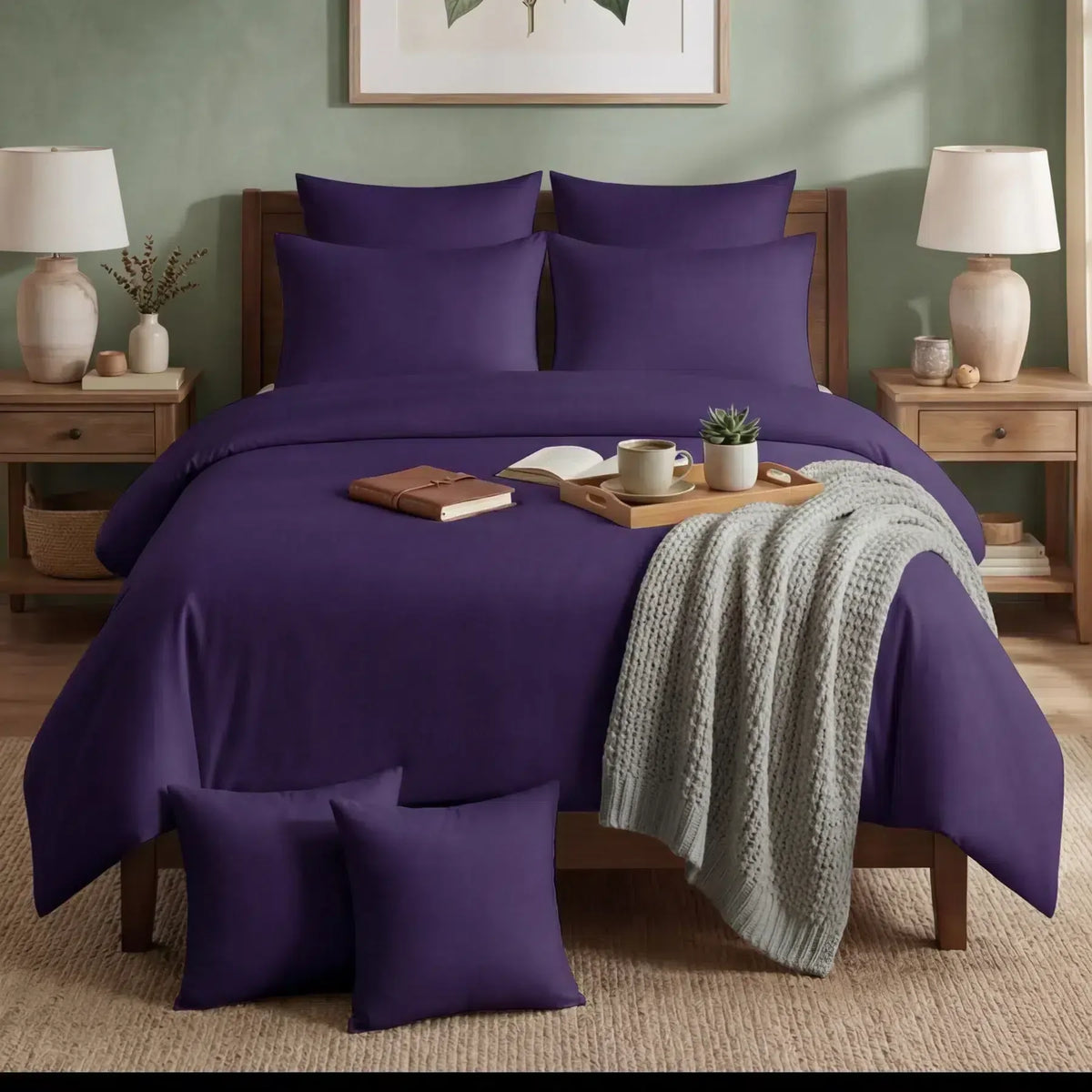 Cotton Duvet Cover Set - Purple image 0