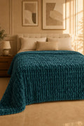 TEXTURED PLUSH BLANKET - TEAL BLUE image 0
