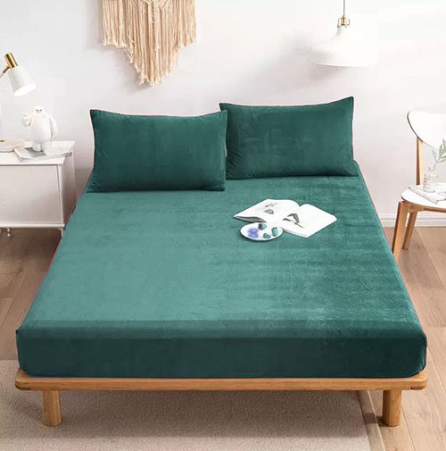 Premium Velvet Fitted Bed Sheet Zinc image 0