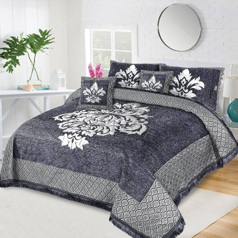 JACQUARD LUXURY GREY BEDSHEET SET- 5 PCS image 0