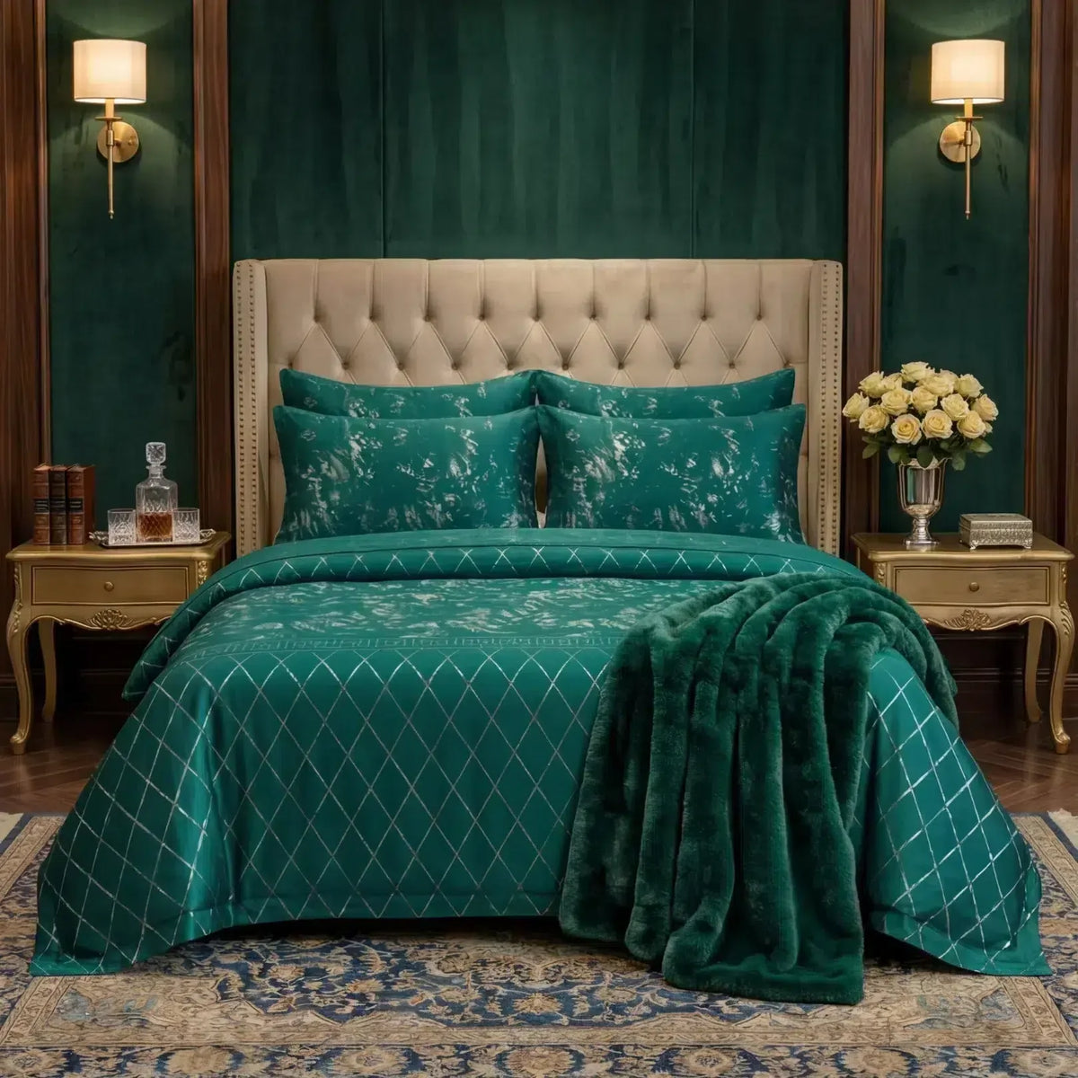 Texture Velvet Flat Bed Sheet Green image 0