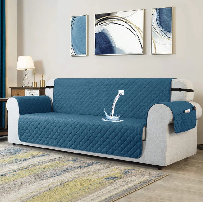 WATERPROOF COTTON QUILTED SOFA COVERS - ZINC image 0