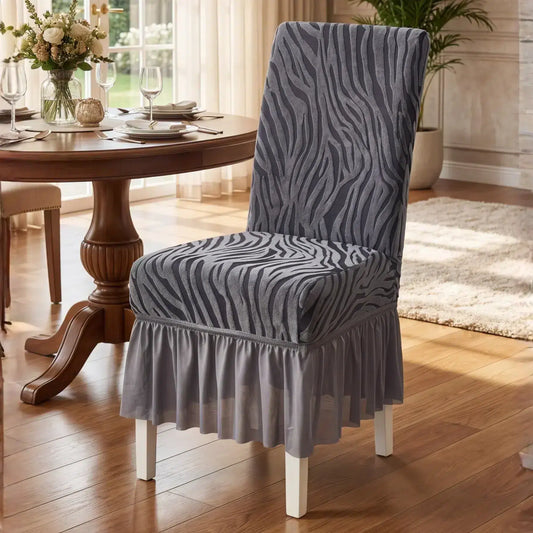Zebra Velvet Chair Covers - Grey image 0
