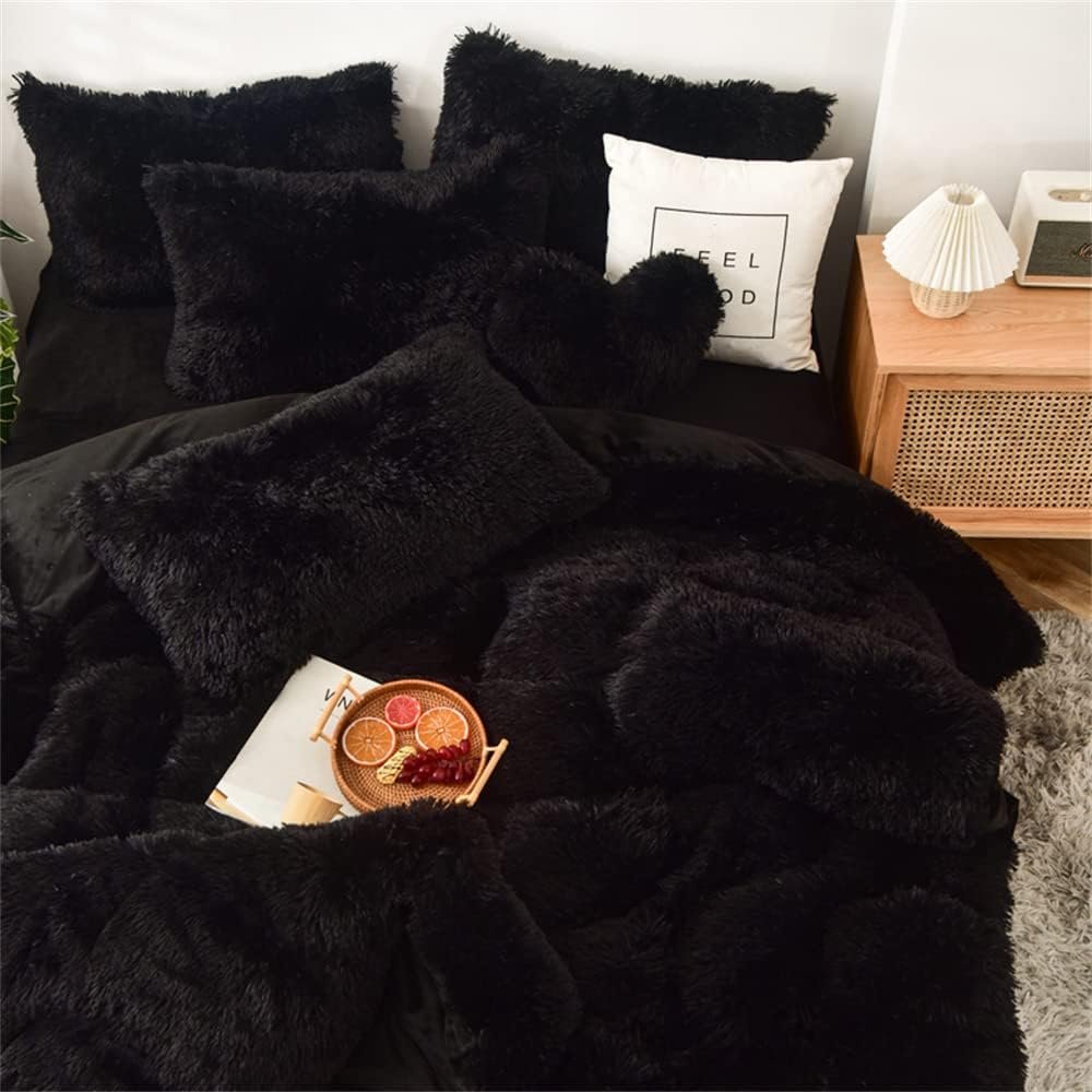 Shaggy Duvet Set - Black image 1