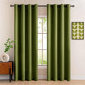 Export Self Plain Cotton Jacquard Curtains Olive Green ( 2 Curtains Set ) image 0