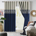 OFF WHITE & NAVY BLUE DOUBLE TONE VELVET CURTAINS - SET OF 2 PANELS image 0