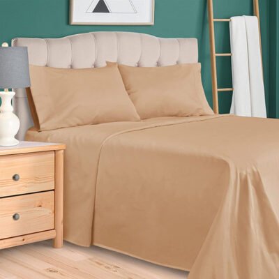 Plain Rich Cotton Bed Sheet Beige image 0