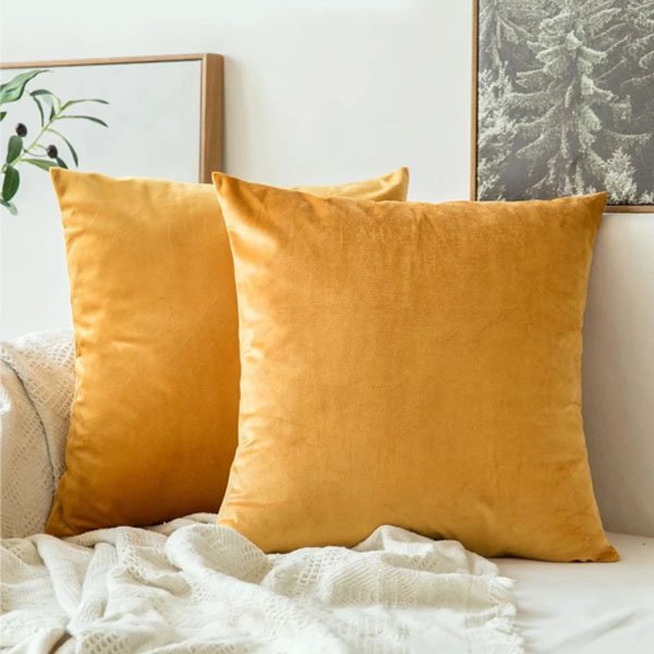 Plain Soft Feel Velvet Cushion Covers Gold 16 x 16  ( Without Filling ) image 0