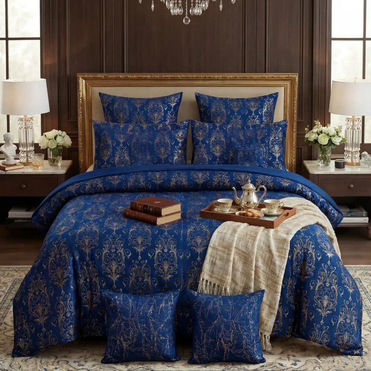 Texture Velvet Duvet Cover Set - Navy Blue image 0