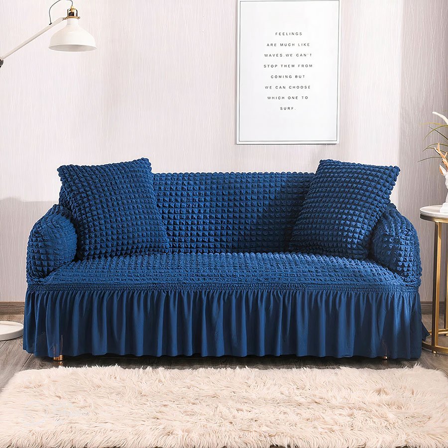 FITTED BUBBLE SOFA COVER - BLUE image 0