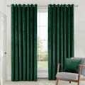 GREEN PLAIN SOLID VELVET CURTAINS - SET OF 2 PANELS image 0