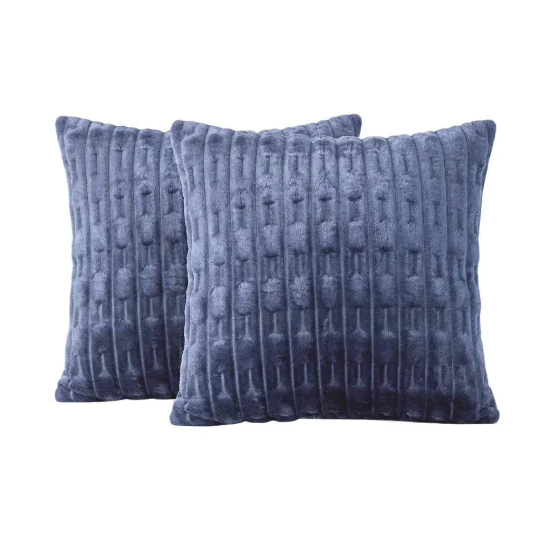 EMBOSSED FLEECE CUSHION COVERS - STEEL BLUE image 0