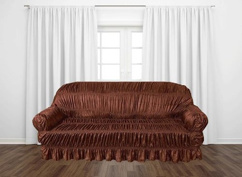 KNITTING JERSEY SOFA COVER - CHOCOLATE BROWN image 0