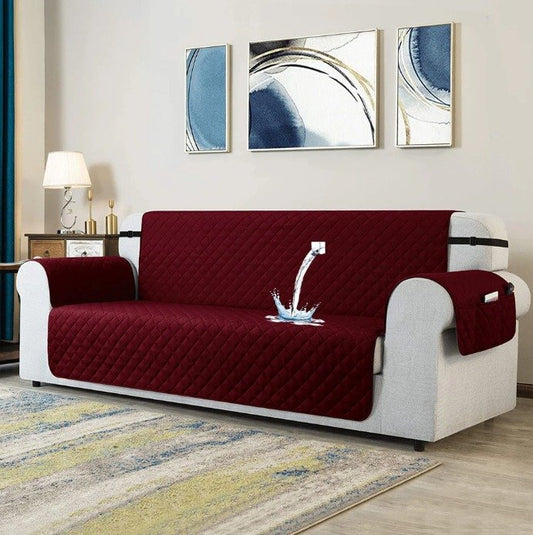 WATERPROOF COTTON QUILTED SOFA COVERS - MAROON image 0