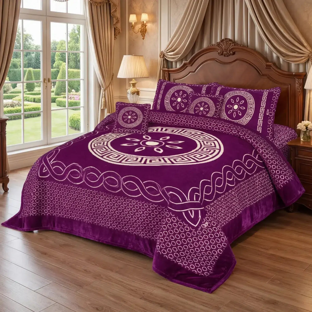 JACQUARD LUXURY PURPLE BEDSHEET SET- 5 PCS image 0