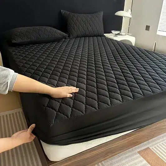 Cotton Quilted Waterproof Mattress Cover - Black image 0