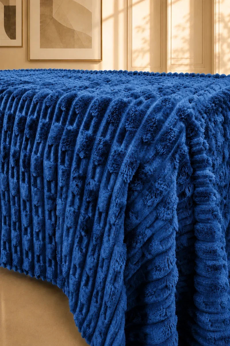 TEXTURED PLUSH BLANKET - ROYAL BLUE image 1