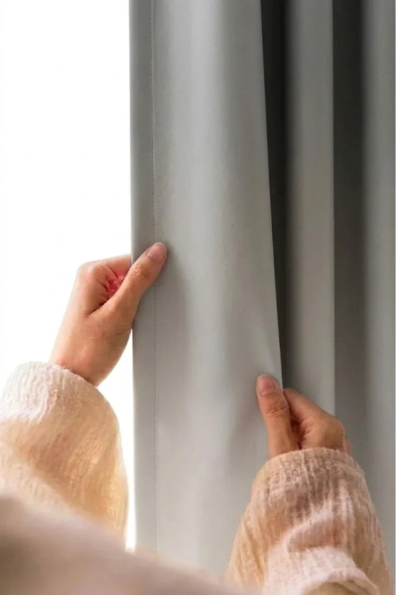 LIGHT GREY FROSTED OMBRE VELVET CURTAINS – SET OF 2 PANELS image 1