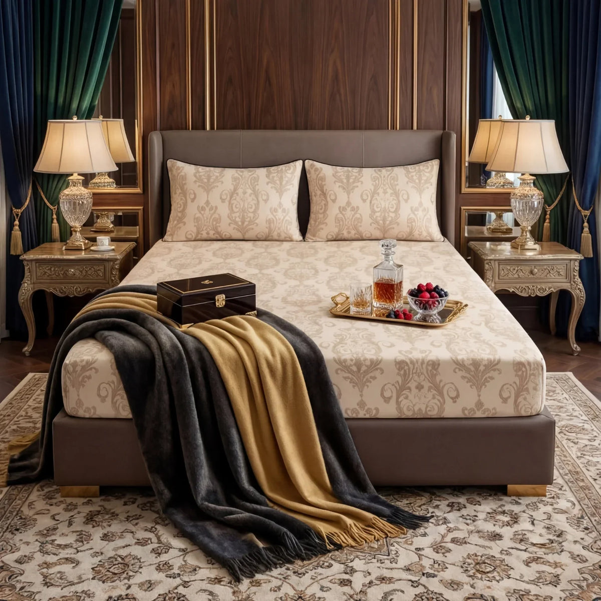 Premium Texture Velvet Fitted Bed Sheet Skin image 0