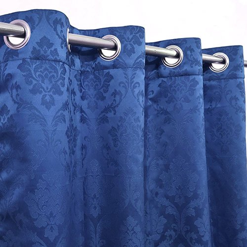 Export Quality Self Jacquard Curtains Blue ( 2 Curtain Set ) image 0