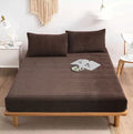 Premium Velvet Fitted Bed Sheet Brown image 0