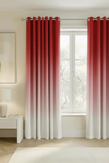 BRIGHT RED FROSTED OMBRE VELVET CURTAINS – SET OF 2 PANELS image 0