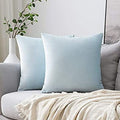 Plain Soft Feel Velvet Cushion Covers Sky Blue 16 x 16  ( Without Filling ) image 0