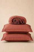 TERRACOTTA SOLID COTTON FITTED BEDSHEET - 3PCS image 0