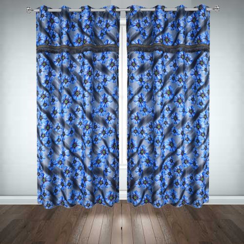 Printed Silk Curtains ( Pair ) image 0