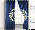 NAVY BLUE & WHITE SPLENDID GREEK VELVET CURTAINS - SET OF 2 PANELS image 0