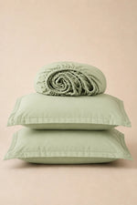 PISTACHIO GREEN SOLID COTTON FITTED BEDSHEET - 3PCS