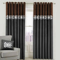 BROWN & DARK GREY DOUBLE TONE VELVET CURTAINS - SET OF 2 PANELS image 0
