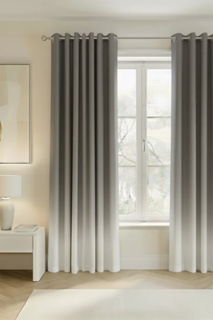 LIGHT GREY FROSTED OMBRE VELVET CURTAINS – SET OF 2 PANELS image 0