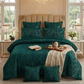 Texture Velvet Duvet Cover Set - Green image 0