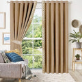 DULL BROWN & WHITE SIDE BORDER VELVET CURTAINS - SET OF 2 PANELS image 0