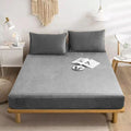 Premium Velvet Fitted Bed Sheet Light Grey image 0