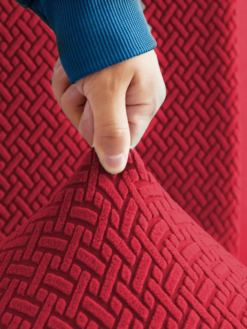 STRIPE JACQUARD SOFA COVERS - MAROON image 2