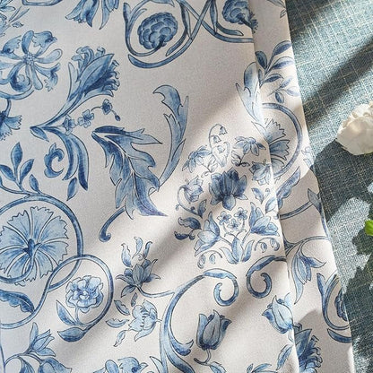 AZURE GRACE DIGITAL PRINT VELVET CURTAINS – SET OF 2 PANELS image 1