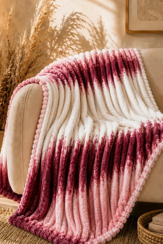 PREMIUM CORAL FLEECE BUBBLE BLANKET - BURGUNDY & WHITE image 0