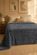 TEXTURED PLUSH BLANKET - CHARCOAL GREY image 0