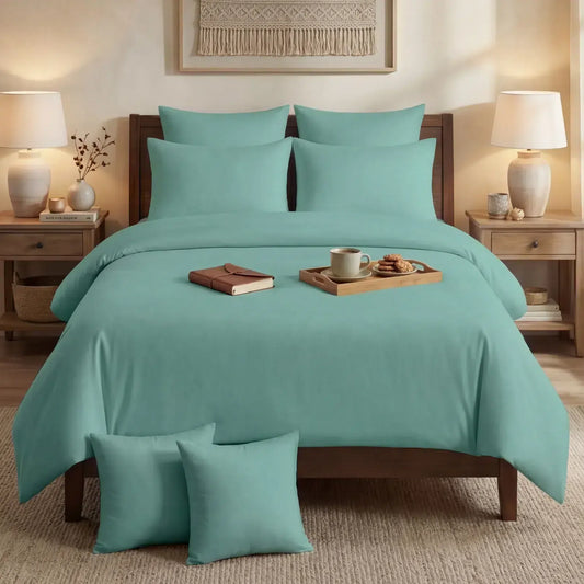 Cotton Duvet Cover Set - Sea Green image 0