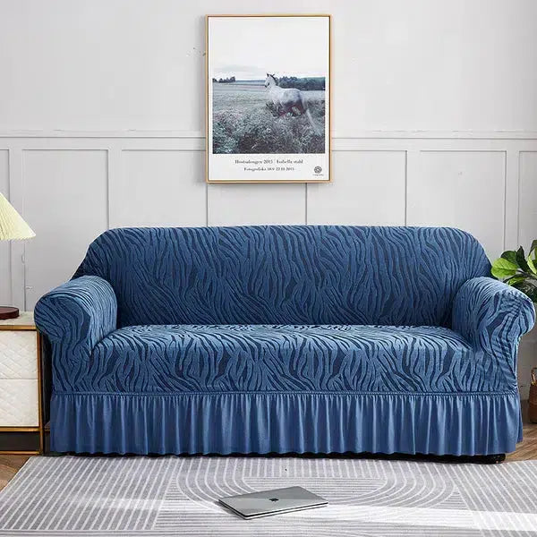 ZEBRA VELVET SOFA COVER - BLUE image 0