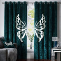 LUXURY VELVET BUTTERFLY CURTAINS - TEAL & WHITE image 0
