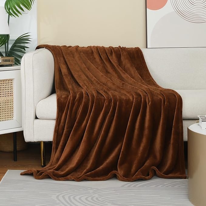 FLANNEL FLEECE BLANKET - BROWN image 0