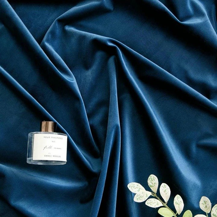 BLUE PLAIN SOLID VELVET CURTAINS - SET OF 2 PANELS image 2