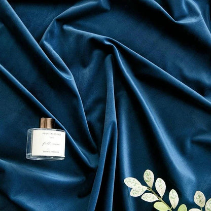 BLUE PLAIN SOLID VELVET CURTAINS - SET OF 2 PANELS image 2