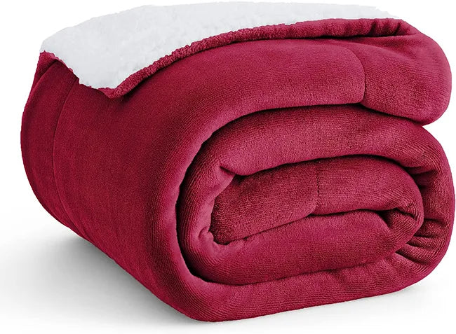 SHERPA FLEECE THROW BLANKET - RED image 1