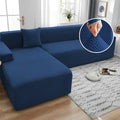 L-Shape Stripe Jacquard Sofa Covers - Navy Blue image 0