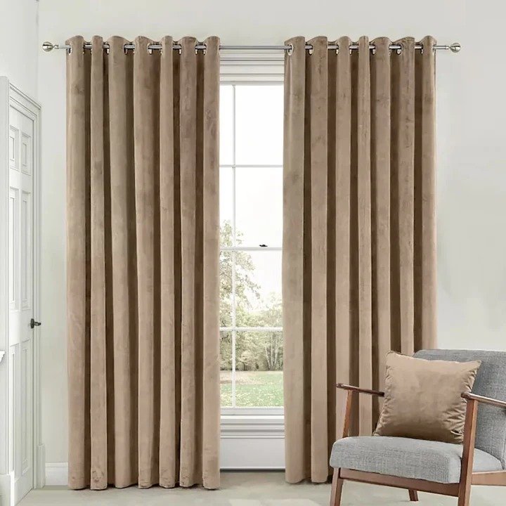 FAWN PLAIN SOLID VELVET CURTAINS - SET OF 2 PANELS image 0