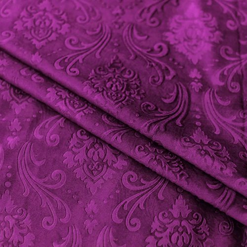 PURPLE SELF PRINT VELVET CURTAINS - SET OF 2 PANELS image 2